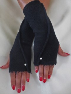 Namsa.ch - Pulswärmer aus feinster Walkwolle, fingerlose Handschuhe, warme Fäuslinge, Fausthandschuh
